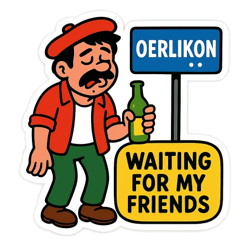 drunk italian guy waiting in oerlikon for his friends