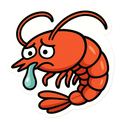 a shrimp with a runny nose
