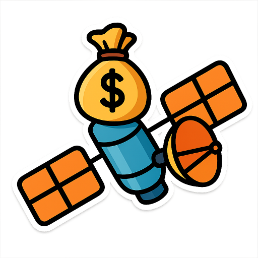 "AST Space Mobile"-like sattelite with a bag of money on it