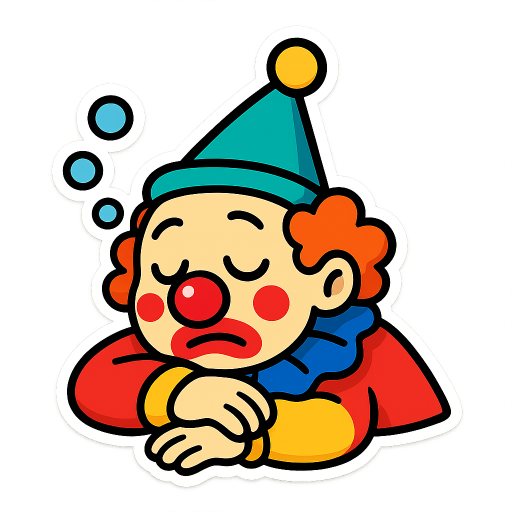 tired cute clown sleeping and bubbling