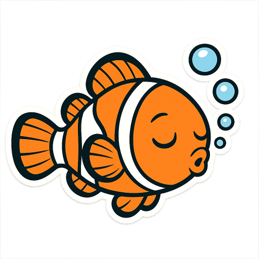 a clown fish sleeping and blowing bubbles
