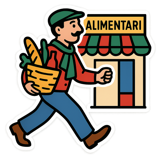 italian dude going to the allimentari